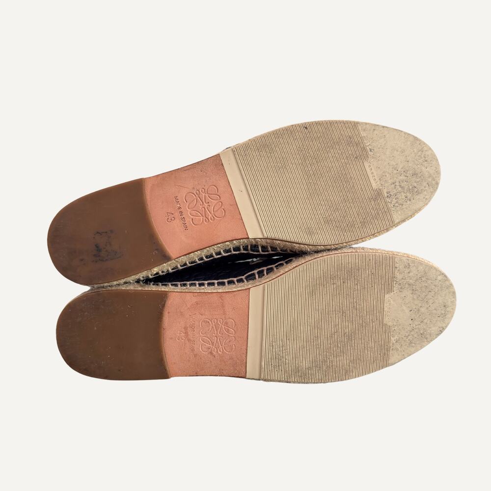 Loewe Black Embossed Leather Espadrille Loafers - Picture 6 of 8